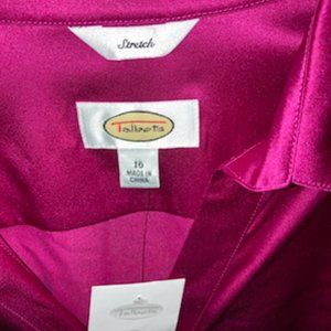 TALBOTS STRETCH SILK OXFORD - SIZE 16 - HOT PINK